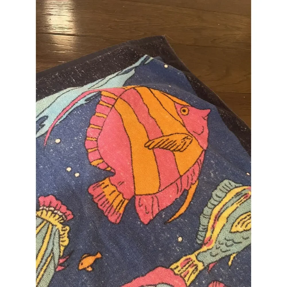 Cecil Saydah Vintage Beach Towel Tropical Fish Ocean Sea Life Coral Reef
